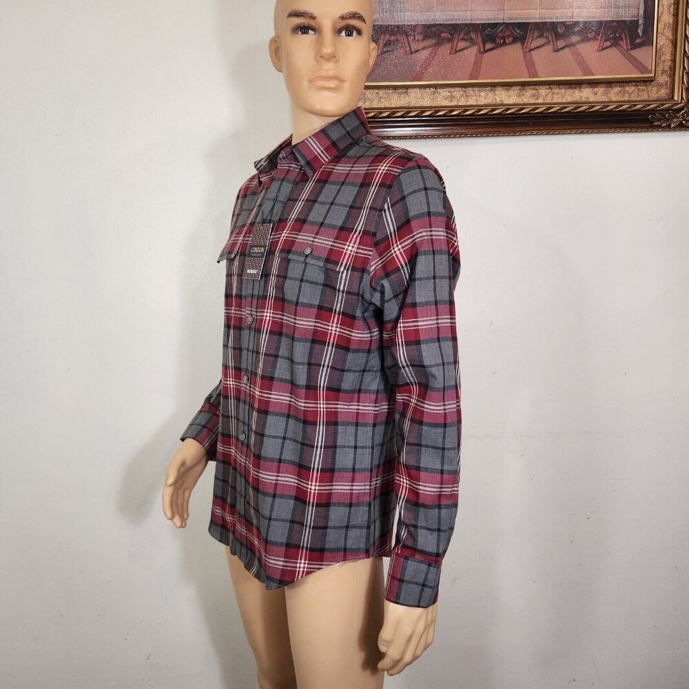 Murano Men's Size L Shirt  London Collection Slim Fit gray/red plaid casual -(28 - Picture 4 of 11